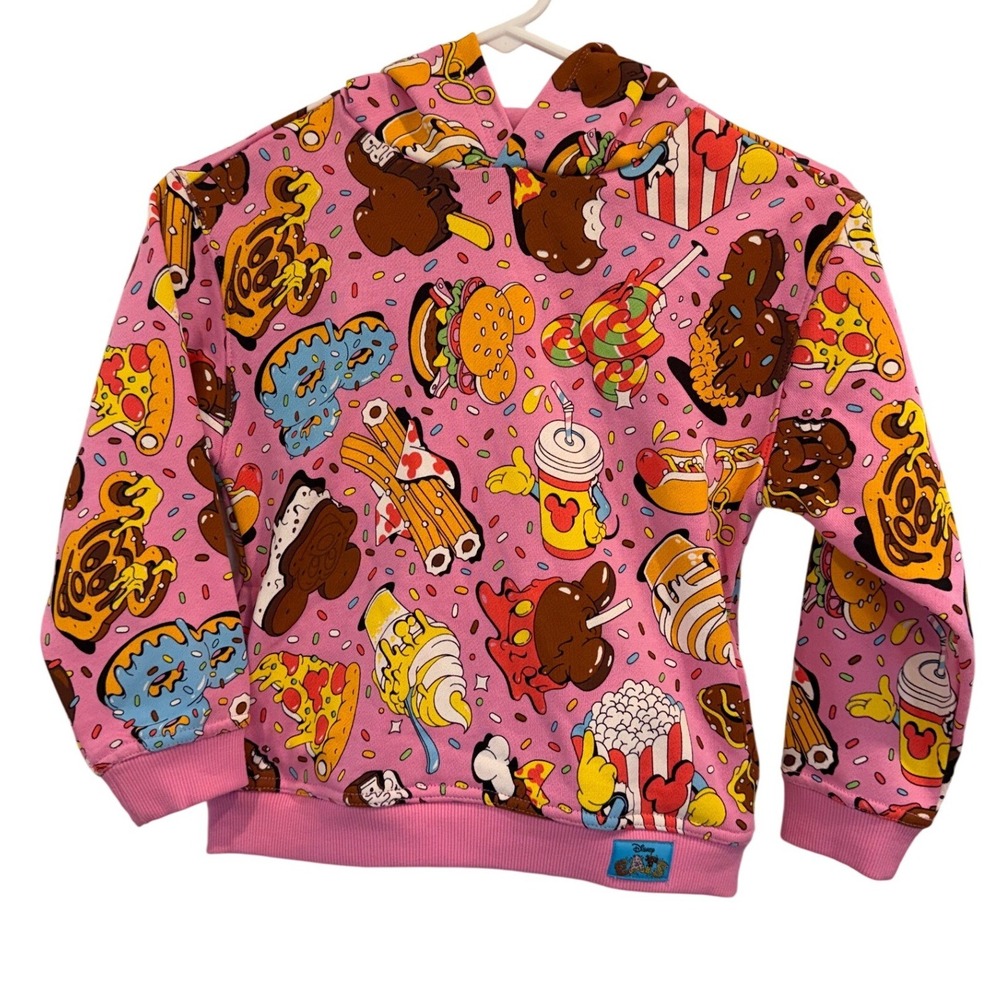 Disney Eats Pink Snacks All Over Print Pullover Hoodie Kids Size 5/6 Dole Whip